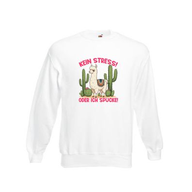 Kein stress oder ich Sprucke | Lama | Alpaka Sweatshirt Weiß