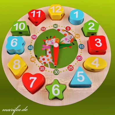 Kinder-Lern-Uhr aus Holz, Puzzle-Lernspielzeug Art.-Nr. 12323
