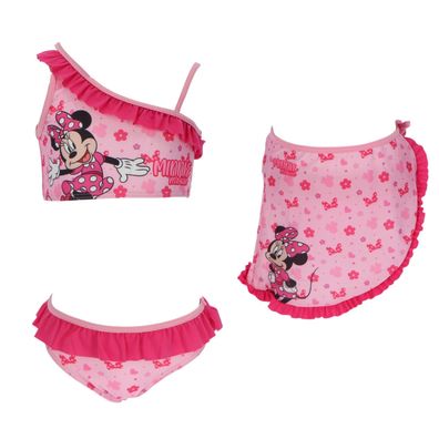 Disney Minnie Mouse Kinder Bikini mit Sarong Badebekleidung Badeanzug