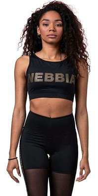 Nebbia Damen Shirt Oberteil Für Frauen Intense Gold Mesh Mini Top 830 Black FNBB563