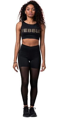 Nebbia Damen Leggins Intense Gold Mesh Leggings 829 Black FNBB559