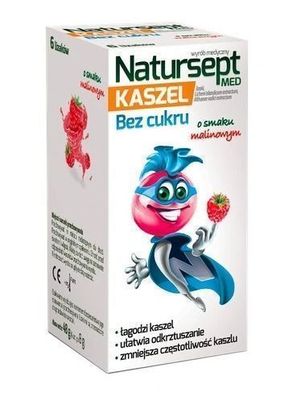 NaturSept Med Hustenlutscher zuckerfrei, Himbeergeschmack, 6 Stk. - Für Kinder
