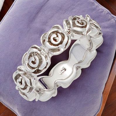 Damen Ring Rosen 925 Sterling Silber rhodiniert Silberring