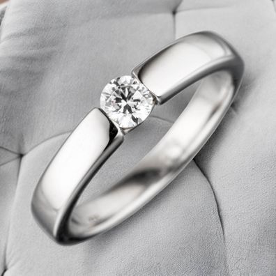 Damen Ring 925 Sterling Silber rhodiniert 1 Zirkonia Silberring
