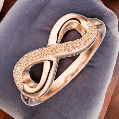 Damen Ring Unendlichkeit 925 Silber rotgold vergoldet mit Struktur Silberring