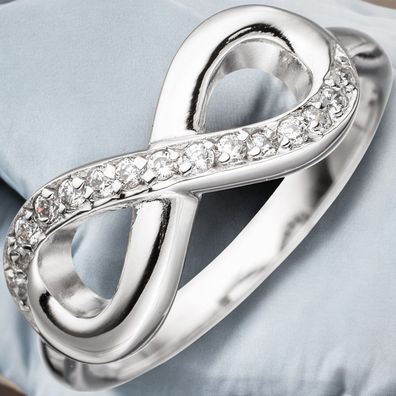 Damen Ring Unendlichkeit 925 Sterling Silber rhodiniert mit Zirkonia Silberring