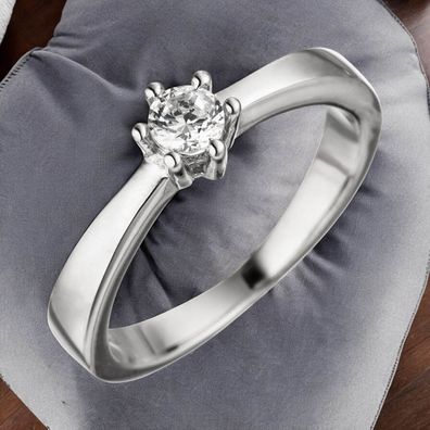 Damen Ring 925 Sterling Silber 1 Zirkonia Silberring