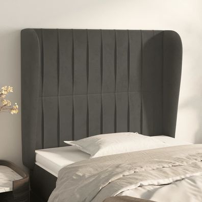 vidaXL Kopfteil mit Ohren Dunkelgrau 93x23x118/128 cm Samt