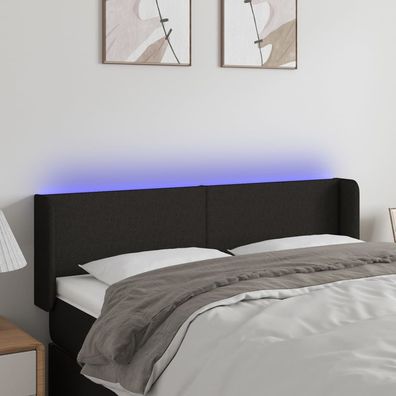 vidaXL LED Kopfteil Schwarz 147x16x78/88 cm Stoff