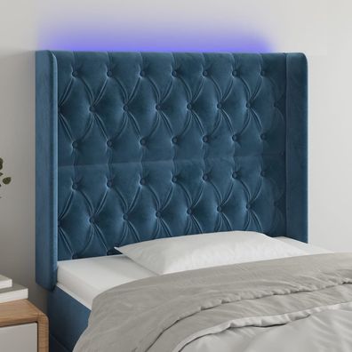 vidaXL LED Kopfteil Dunkelblau 103x16x118/128 cm Samt