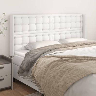 vidaXL Kopfteil mit Ohren Weiß 203x16x118/128 cm Kunstleder