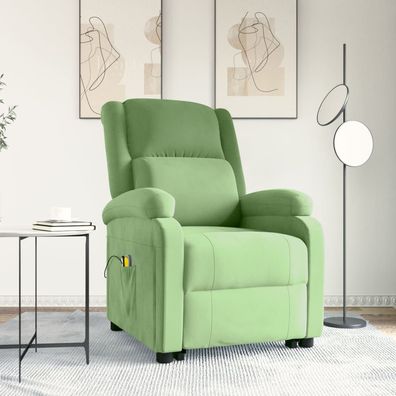 vidaXL Massagesessel mit Aufstehhilfe Hellgrün Samt