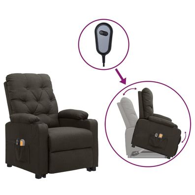 vidaXL Massagesessel mit Aufstehhilfe Taupe Stoff