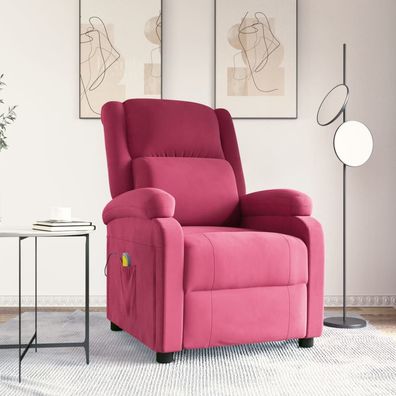 vidaXL Massagesessel Weinrot Samt
