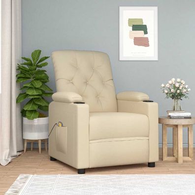 vidaXL Massagesessel Creme Stoff