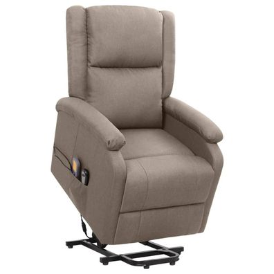 vidaXL Massagesessel mit Aufstehhilfe Taupe Stoff