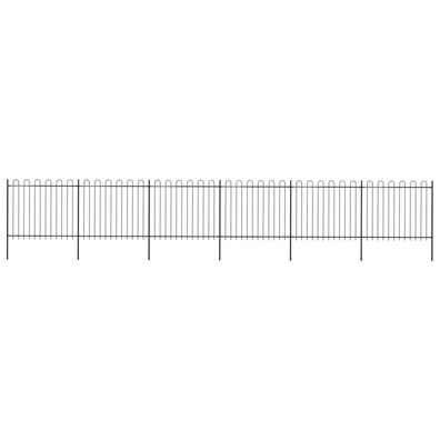 vidaXL Gartenzaun mit Bügel-Design Stahl 10,2 x 1,5 m Schwarz