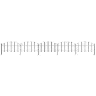 vidaXL Gartenzaun mit Speerspitzen Stahl (0,75 - 1) x 8,5 m Schwarz