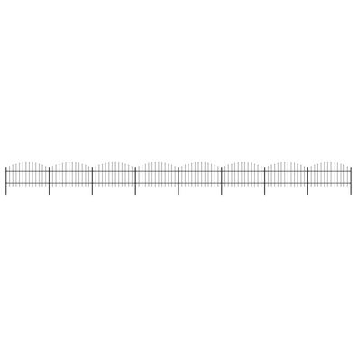 vidaXL Gartenzaun mit Speerspitzen Stahl (1 - 1,25) x 13,6 m Schwarz