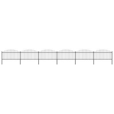 vidaXL Gartenzaun mit Speerspitzen Stahl (1,25 - 1,5) x 10,2 m Schwarz