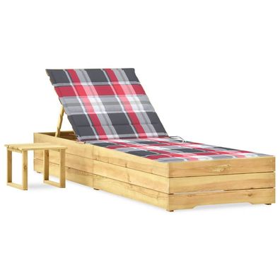 vidaXL Garten-Sonnenliege mit Tisch und Auflage Kiefer Imprägniert