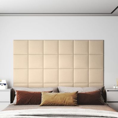 vidaXL Wandpaneele 12 Stk. Creme 30x30 cm Stoff 1,08 m²