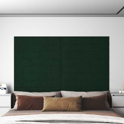 vidaXL Wandpaneele 12 Stk. Dunkelgrün 90x15 cm Samt 1,62 m²