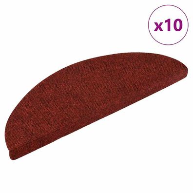 vidaXL Selbstklebende Treppenmatten 10 Stk. Rot 56x17x3 cm Nadelvlies