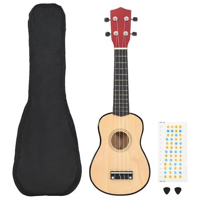 vidaXL Sopran Ukulele Set für Kinder mit Tasche Helles Holz 23"