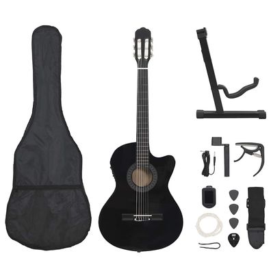 vidaXL 12-tlg. Western Gitarren-Set mit Equalizer und 6 Saiten Schwarz
