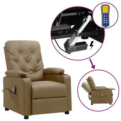 vidaXL Massagesessel mit Aufstehhilfe Cappuccino-Braun Kunstleder