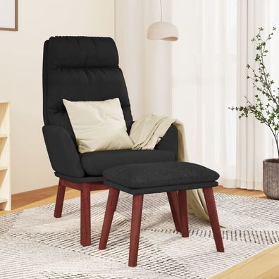 vidaXL Relaxsessel mit Hocker Schwarz Stoff