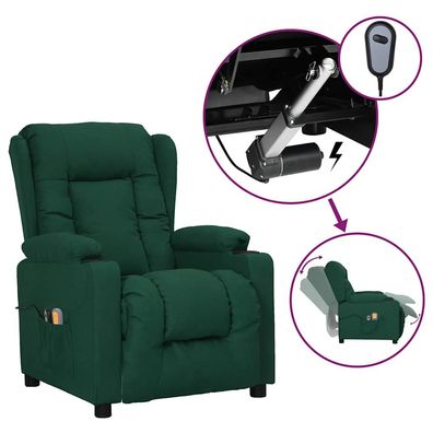 vidaXL Elektrischer Massagesessel Dunkelgrün Stoff