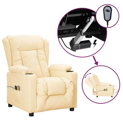 vidaXL Massagesessel Elektrisch Creme Kunstleder