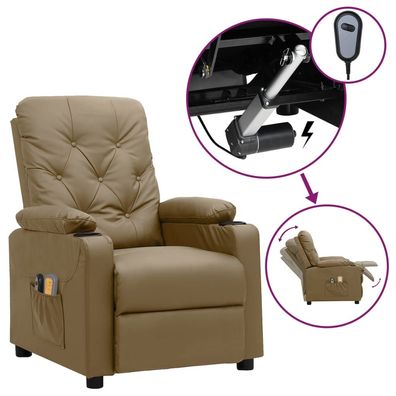 vidaXL Massagesessel Elektrisch Cappuccino-Braun Kunstleder
