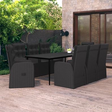 vidaXL 9-tlg. Garten-Essgruppe mit Kissen Schwarz