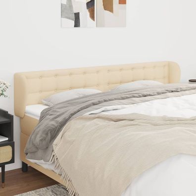 vidaXL Kopfteil mit Ohren Creme 203x23x78/88 cm Stoff