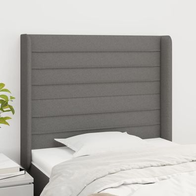 vidaXL Kopfteil mit Ohren Dunkelgrau 103x16x118/128 cm Stoff