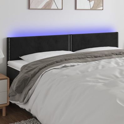 vidaXL LED Kopfteil Schwarz 180x5x78/88 cm Samt