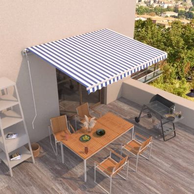 vidaXL Markise Automatisch Einziehbar 400x350 cm Blau und Weiß