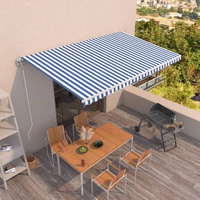 vidaXL Markise Automatisch Einziehbar 500x350 cm Blau und Weiß