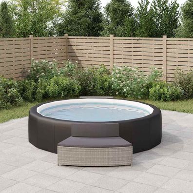 vidaXL Whirlpool-Bänke mit Auflagen 2 Stk. Grau Poly Rattan