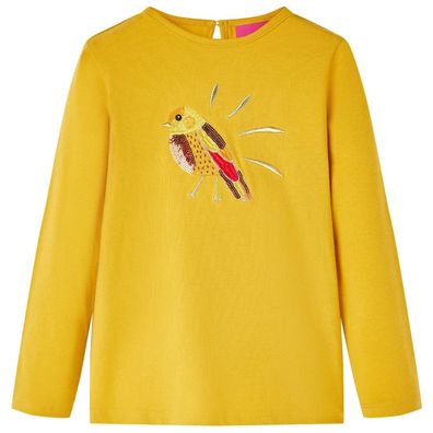 Kinder-Langarmshirt Dunkles Ocker 128