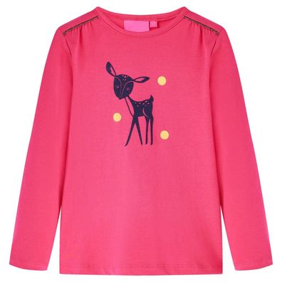 Kinder-Langarmshirt Knallrosa 116
