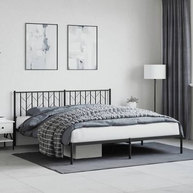 vidaXL Bettgestell mit Kopfteil Metall Schwarz 180x200 cm