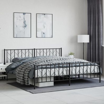 vidaXL Bettgestell mit Kopf- und Fußteil Metall Schwarz 200x200 cm