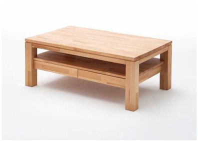 Massivholz Couchtisch CS061W mit 2 Schubladen u. Ablageboden Wildeiche