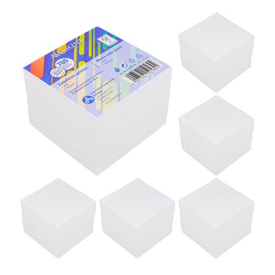 6x Zettelklotz Memo-Würfel Geleimt Notizzettel weißes Papier 700 Blatt, 9 x 9 cm