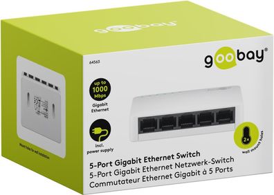 Goobay 5-Port Switch / Gigabit / Ethernet / Netzwerk / Verteiler / 1000 Mbit/ s