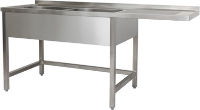 Gastronomie Hotel Küche Spülzentrum 1500 x 600 x 850 mm 2 Becken links, mit Grundb